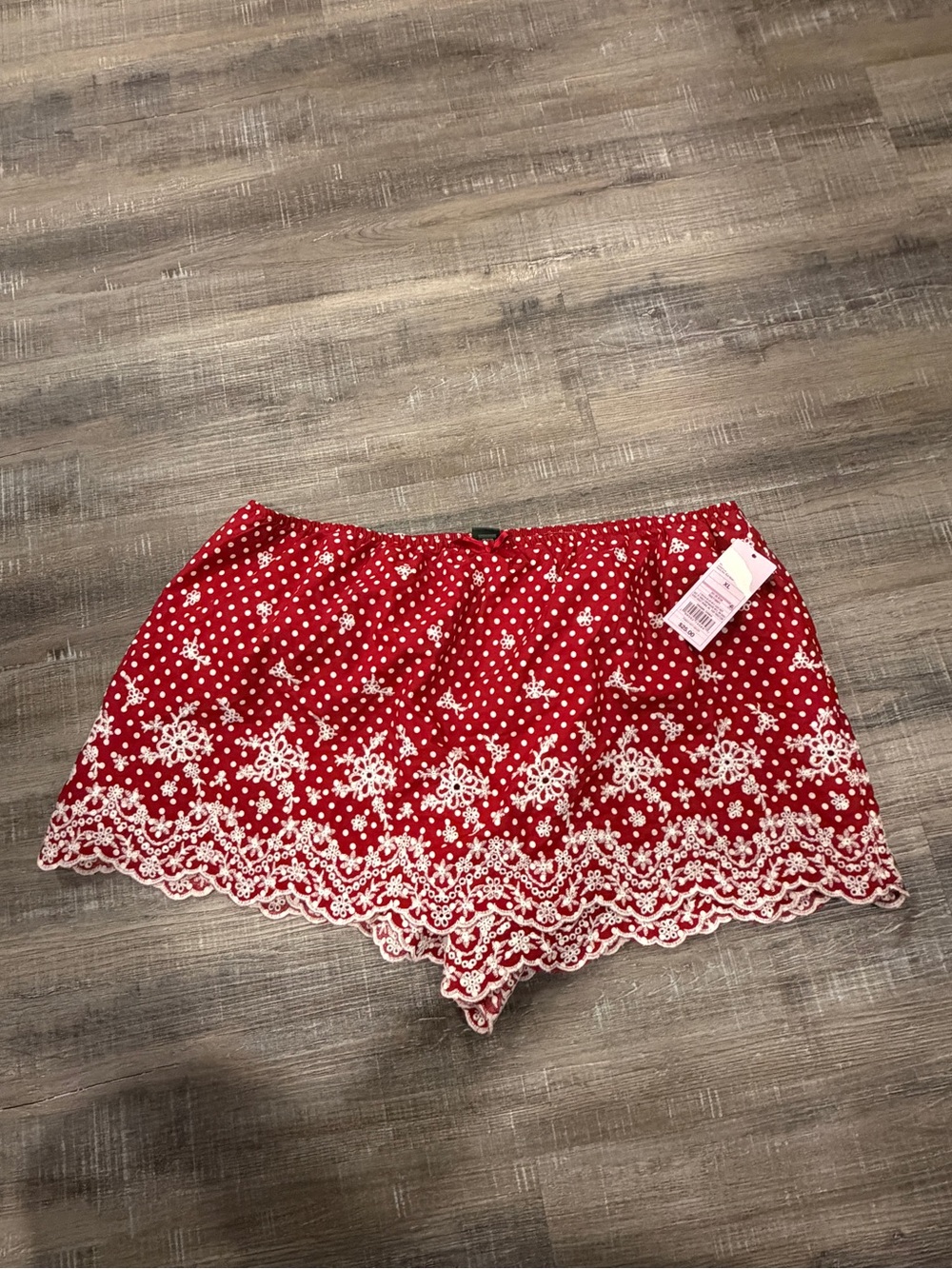 wild fable Red Floral & Polka Dot Lace-Trim Shorts